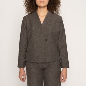 Naked & Famous Women’s Collarless Jacket Wool Blend Multi Nep